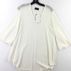 Jordan Taylor Swim Cover Up Size LARGE Mesh Tunic Bell Sleeve Ivory -‎ New W/Tag